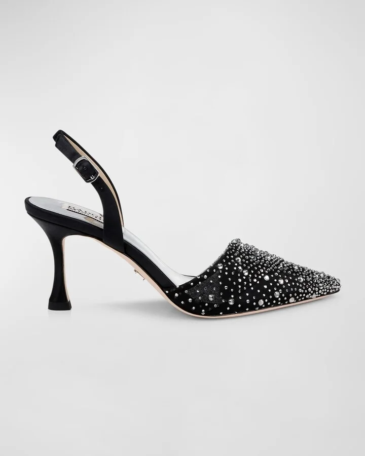Brenna Embellished Silk Slingback Pumps