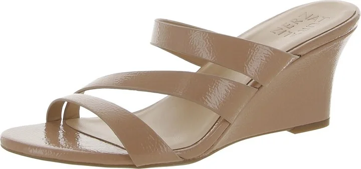 Breona Womens Faux Leather Slip On Wedge Sandals