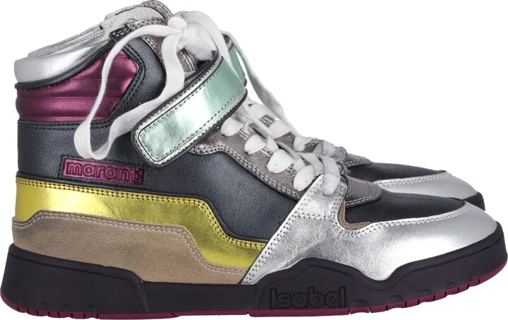 Bresse Metallic Colorblock High-Top Sneakers in Multicolor Leather