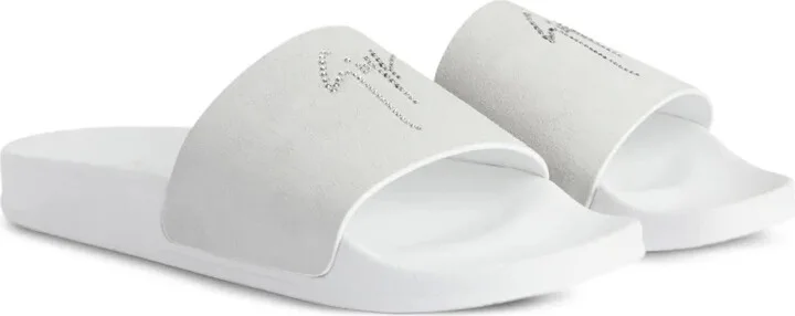 Brett crystal-embellished leather slides - Image 2