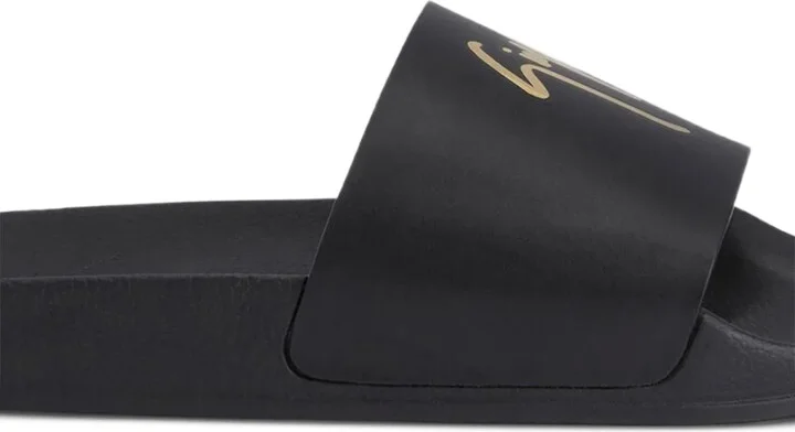 Brett logo-embellished leather slides - Image 4