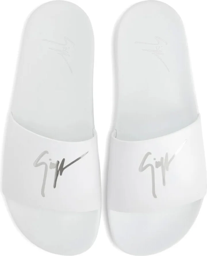 Brett logo-embellished leather slides - Image 3