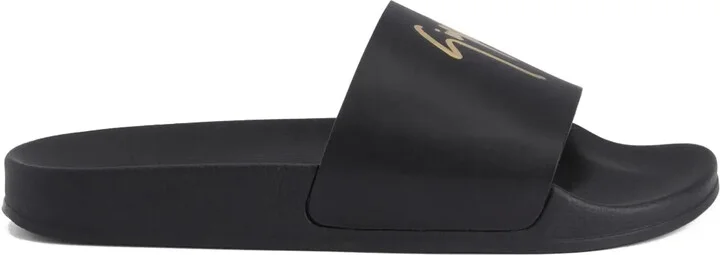 Brett logo-embellished leather slides