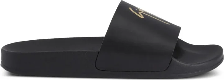 Brett logo-embellished leather slides