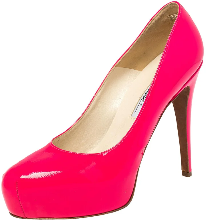 Brian Atwood Pink Patent Leather Platform Pumps Size 38.5