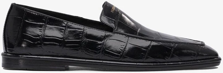 Brian Croc-Embossed Leather Loafers