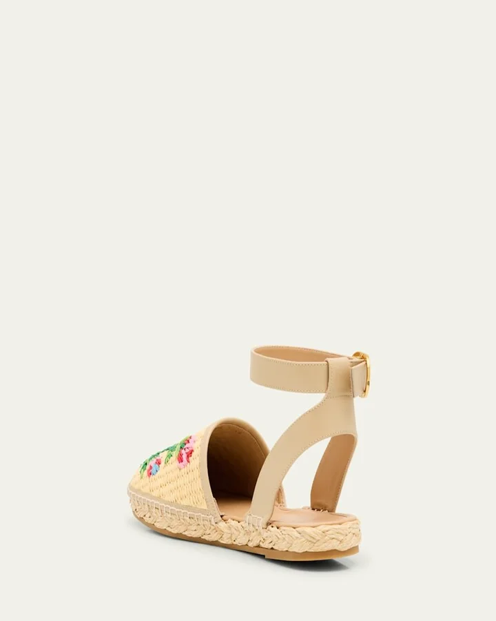 Bribri Raffia Flower Flat Espadrille Sandals - Image 6