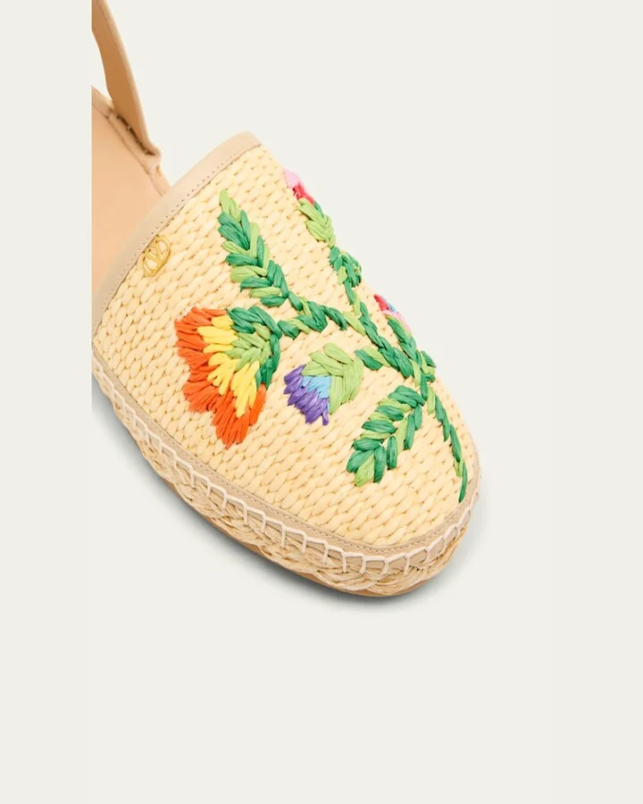 Bribri Raffia Flower Flat Espadrille Sandals - Image 7