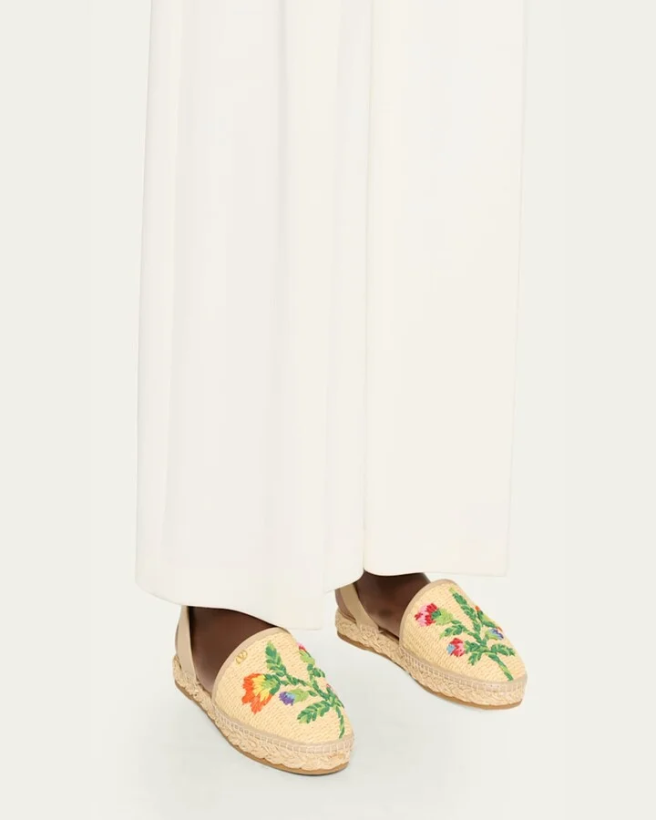 Bribri Raffia Flower Flat Espadrille Sandals - Image 11