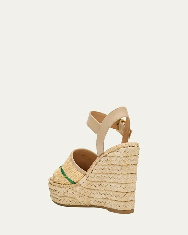 Bribri Raffia Flower Wedge Espadrille Sandals - Image 5