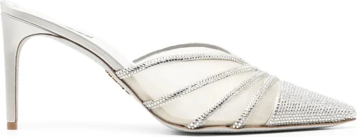 Bridal 80mm crystal-embellished mules