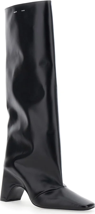 'bridge' Black Boots With Logo Lettering On The Side And High Heel In Leather Woman - Image 2