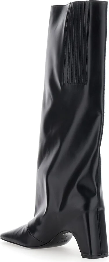 'bridge' Black Boots With Logo Lettering On The Side And High Heel In Leather Woman - Image 3