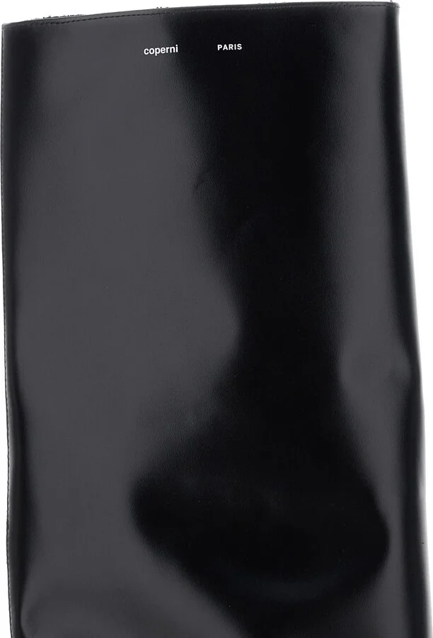 'bridge' Black Boots With Logo Lettering On The Side And High Heel In Leather Woman - Image 4