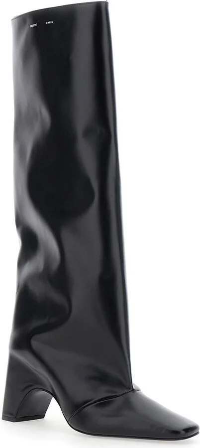 'Bridge' Black Boots With Logo Lettering On The Side And High Heel In Leather Woman - Image 2