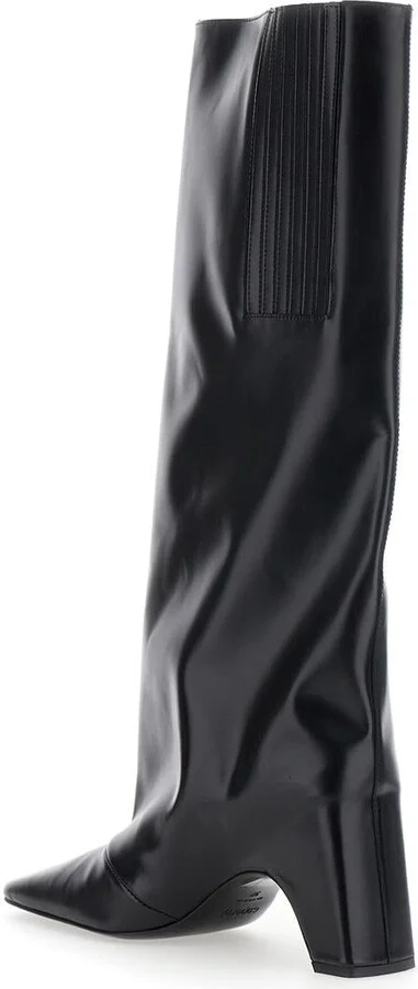 'Bridge' Black Boots With Logo Lettering On The Side And High Heel In Leather Woman - Image 3