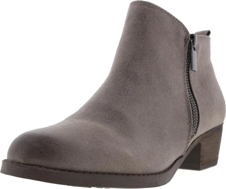 Brie Womens Suede Stacked Heel Booties