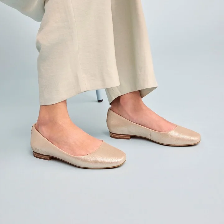 Briella Champagne Metallic Suede Flat - Image 2