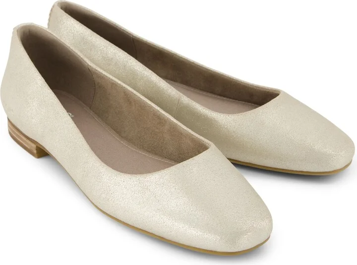 Briella Champagne Metallic Suede Flat - Image 4