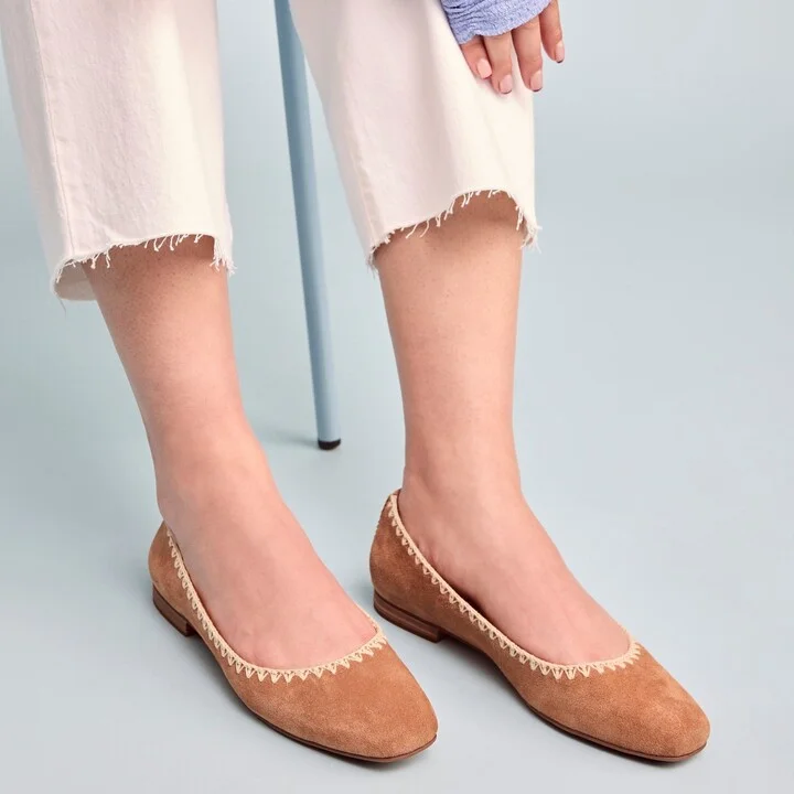 Briella Deco Stitch Suede Flat - Image 4