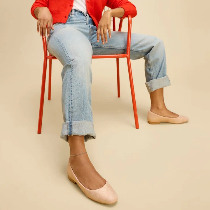 Briella Flat Pale Rose Metallic Suede - Image 2