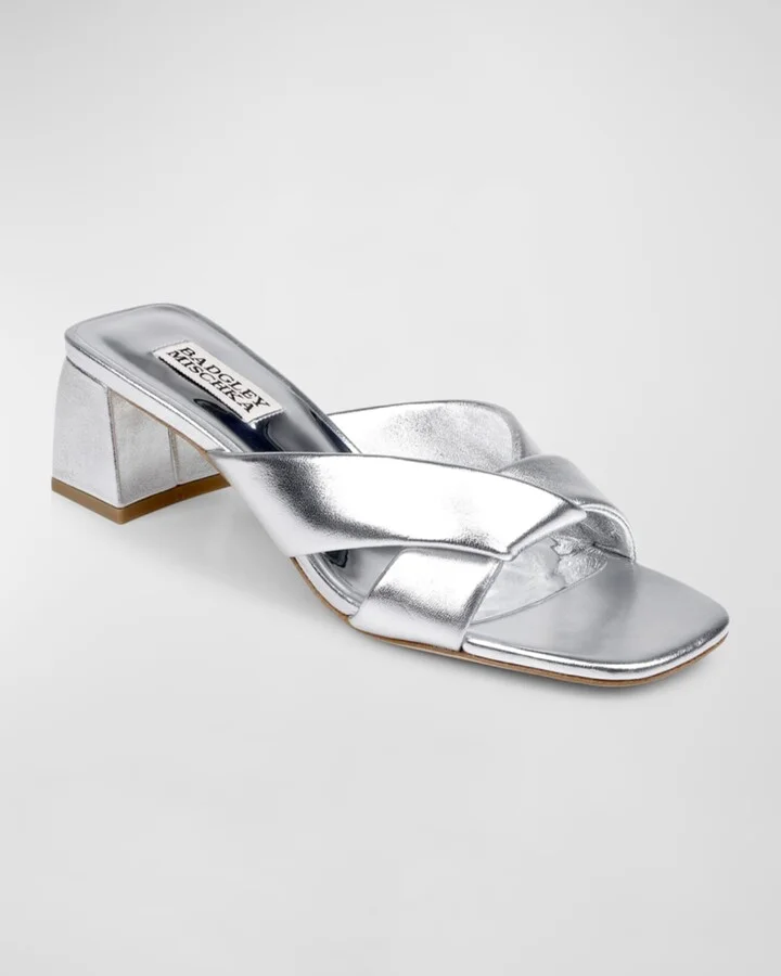 Briella Metallic Block-Heel Mule Sandals - Image 7