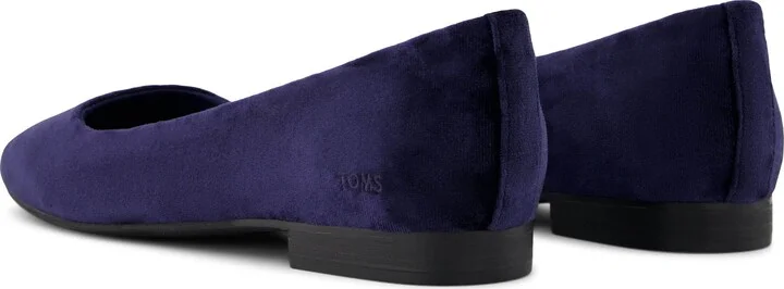 Briella Navy Crushed Velvet Flat - Image 3
