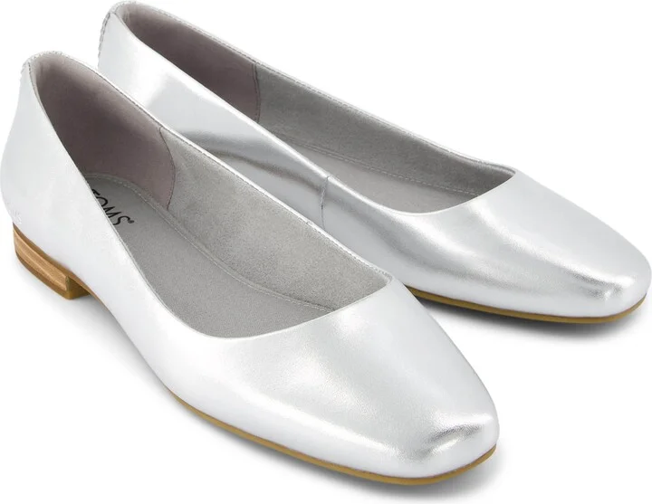 Briella Silver Metallic Leather Flat - Image 3