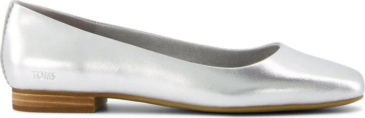 Briella Silver Metallic Leather Flat