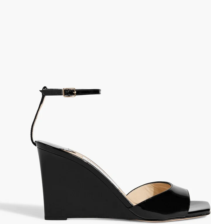 Brien 85 patent-leather wedge sandals