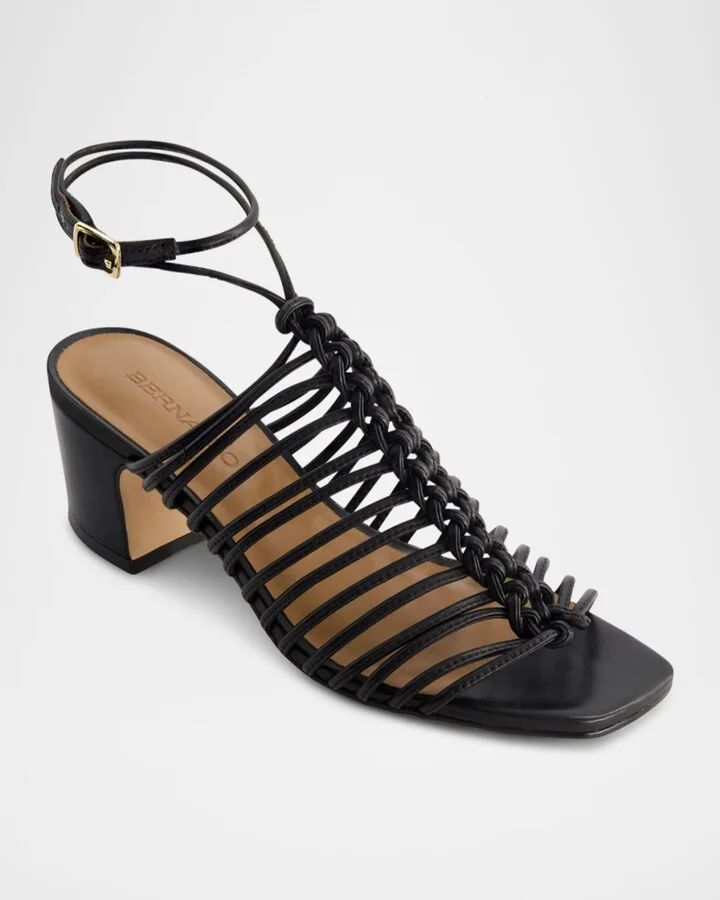 Briga Caged Leather Heeled Sandals - Image 2