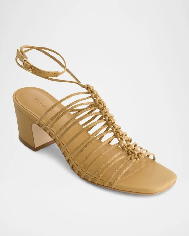 Briga Caged Leather Heeled Sandals - Image 3