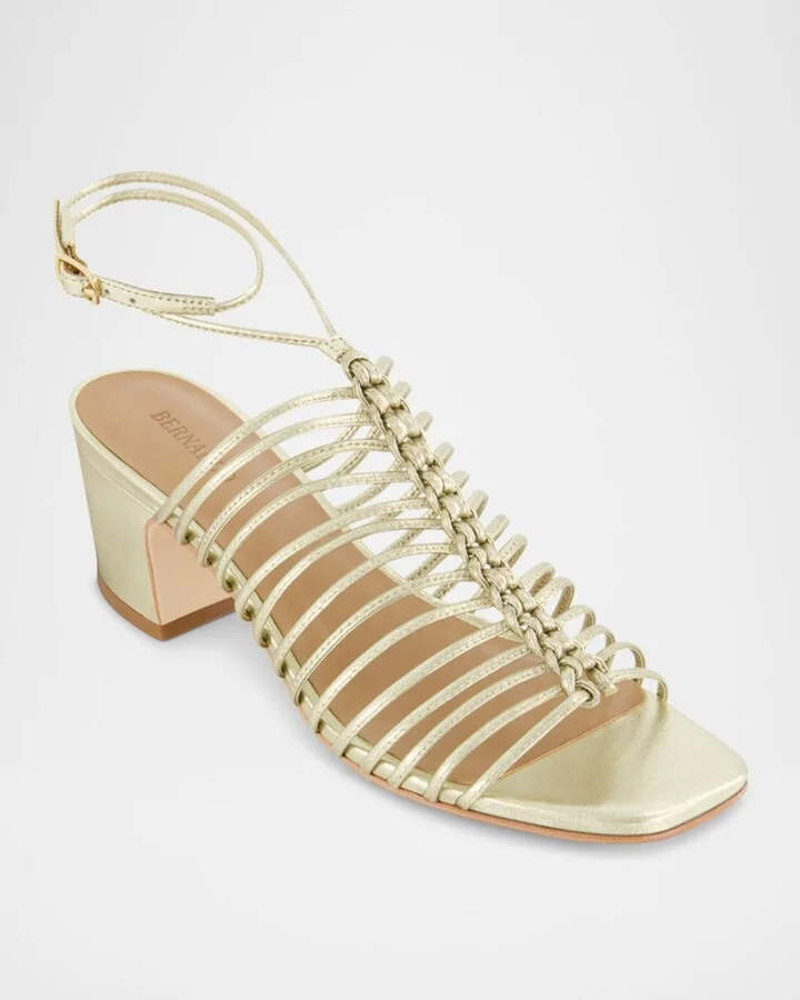 Briga Caged Metallic Heeled Sandals - Image 2