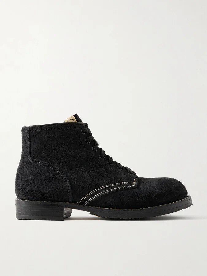 Brigadier-Folk Leather-Trimmed Suede Boots