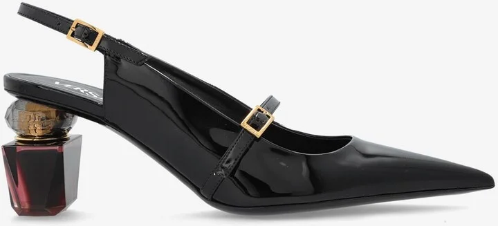 Bright 70 Crystal Patent Leather Slingback Pumps