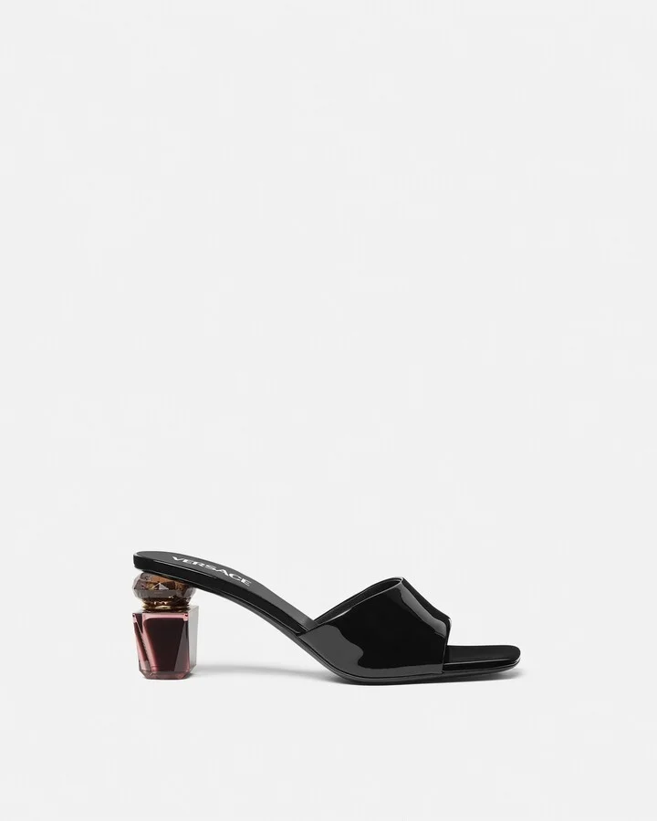 Bright Crystal Patent Mules 70 mm
