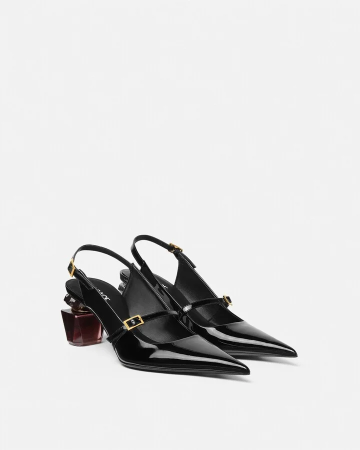 Bright Crystal Patent Slingback Pumps 70 mm - Image 2