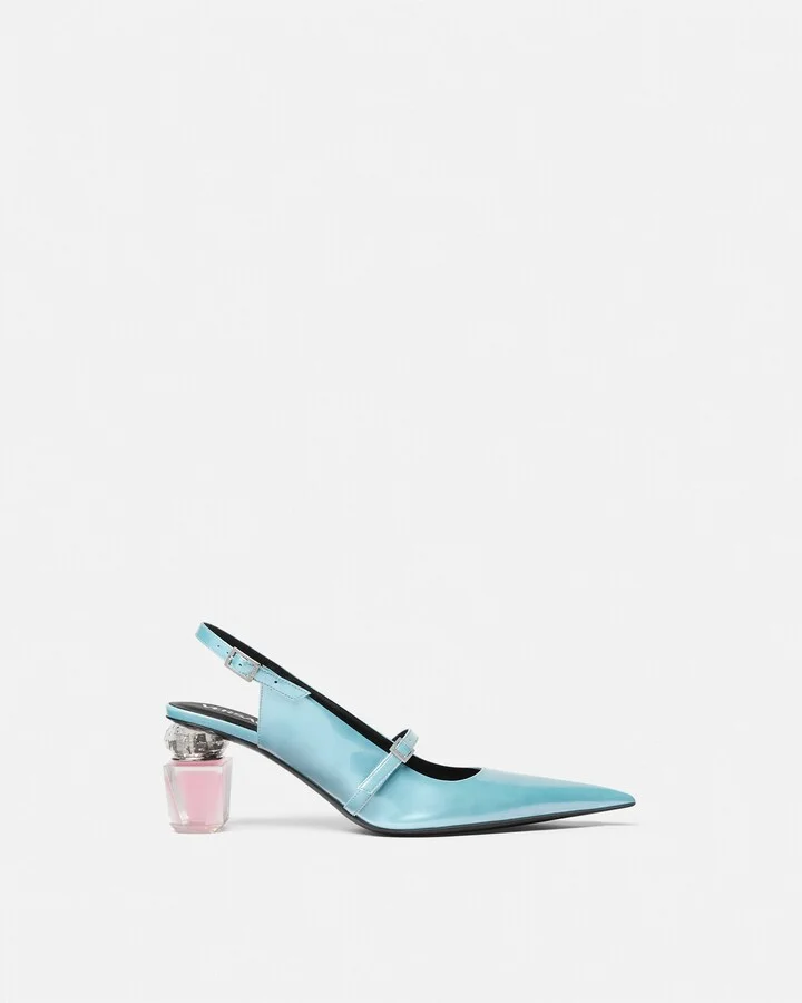 Bright Crystal Patent Slingback Pumps 70 mm