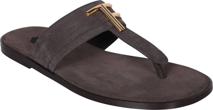 Brighton Crododile Brown Sandals - Image 2