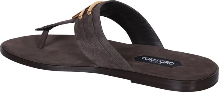 Brighton Crododile Brown Sandals - Image 3