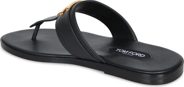 Brighton Leather Flip-flops In Black And Gold - Image 3