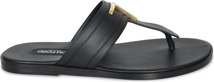 Brighton Leather Flip-flops In Black And Gold