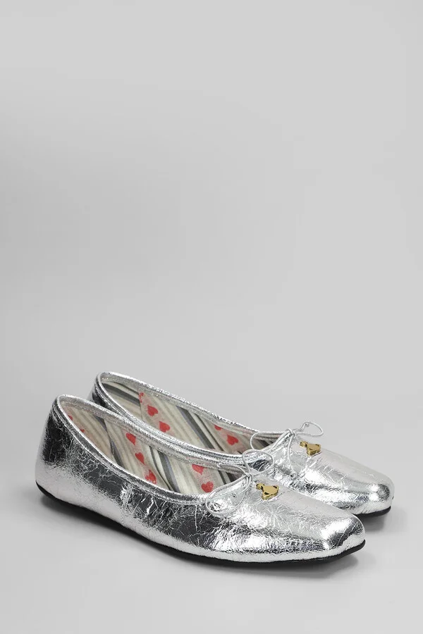 Brigitte Ballet Flats In Silver Leather - Image 2