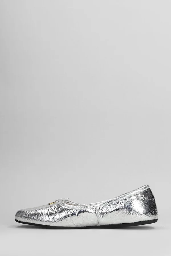 Brigitte Ballet Flats In Silver Leather - Image 3