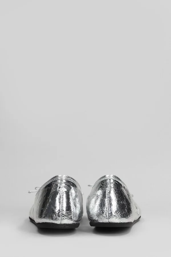 Brigitte Ballet Flats In Silver Leather - Image 4