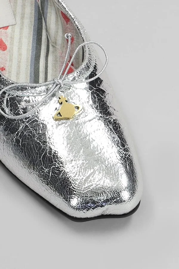 Brigitte Ballet Flats In Silver Leather - Image 5