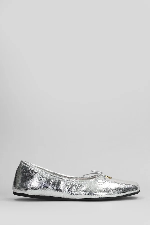 Brigitte Ballet Flats In Silver Leather