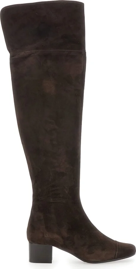 'brigitte' Brown Ankle Boots With Side Zip Closure In Suede Woman