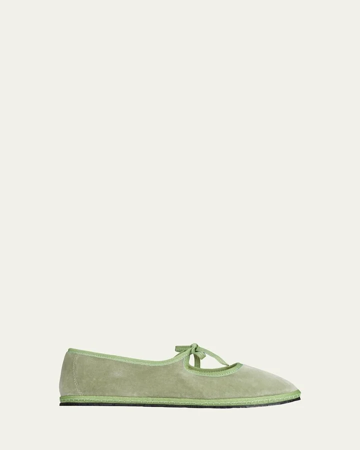 Brigitte Cotton Mary Jane Tie Flats