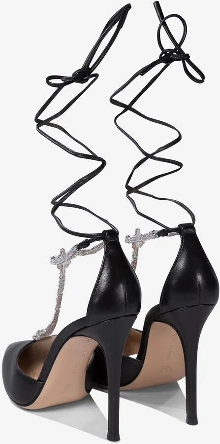 Brilliant 105 Embellished Wraparound Leather Pumps - Image 3